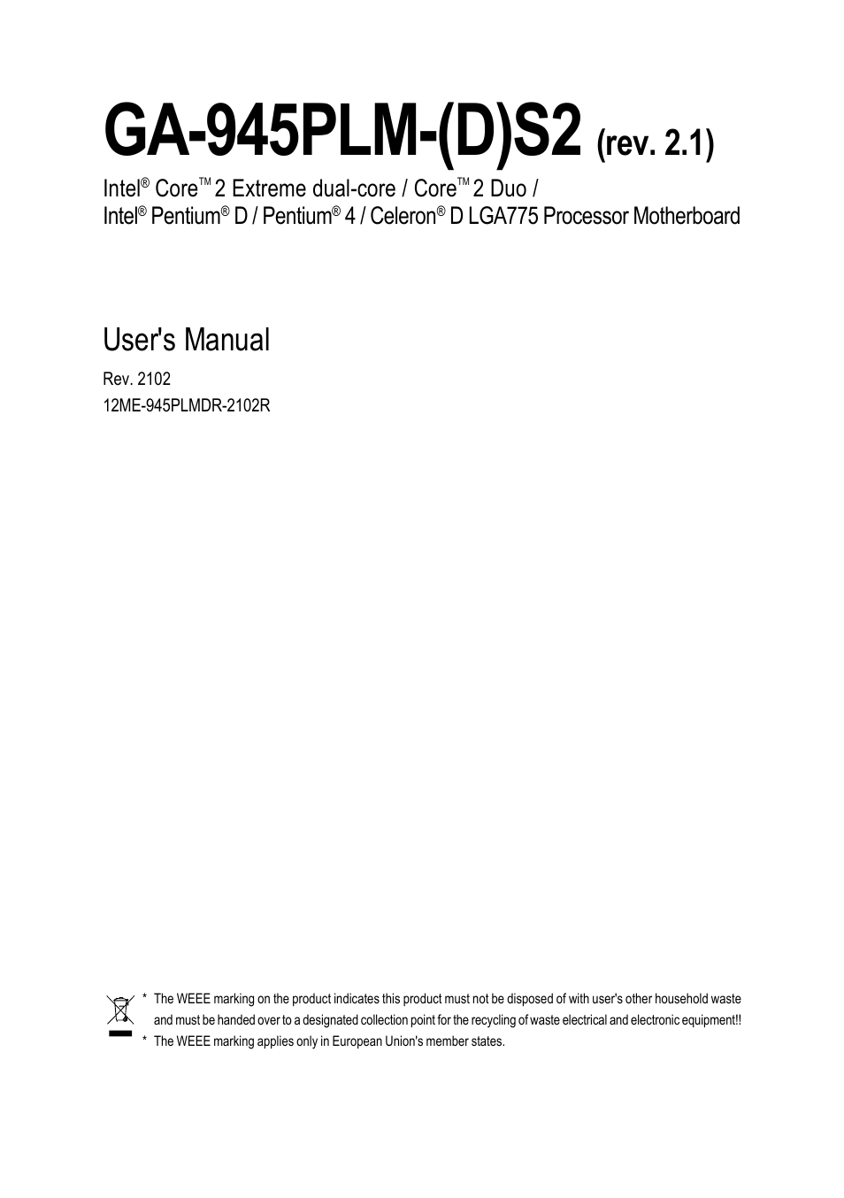 GIGABYTE GA-945PLM-(D)S2 User Manual | 80 pages