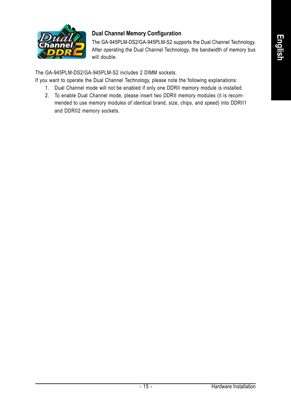 English | GIGABYTE GA-945PLM-(D)S2 User Manual | Page 15 / 80