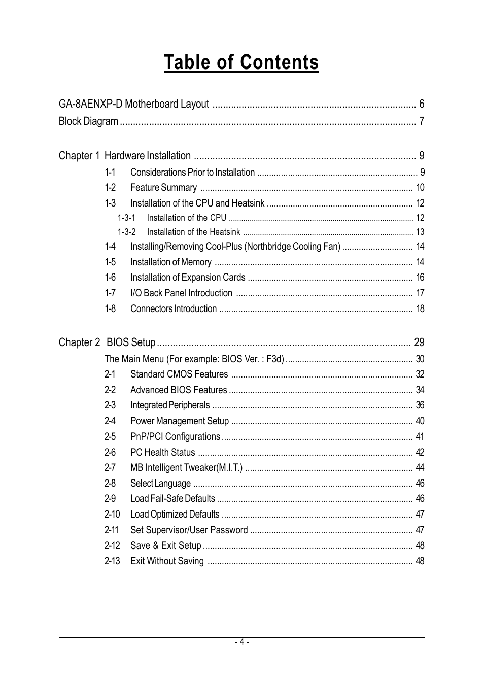 GIGABYTE GA-8AENXP-D User Manual | Page 4 / 88