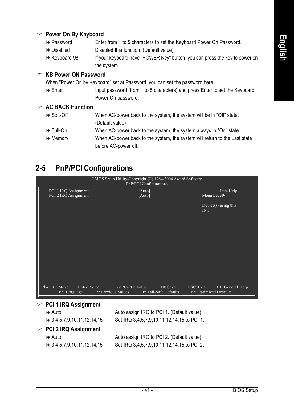 English, 5 pnp/pci configurations | GIGABYTE GA-8AENXP-D User Manual | Page 41 / 88