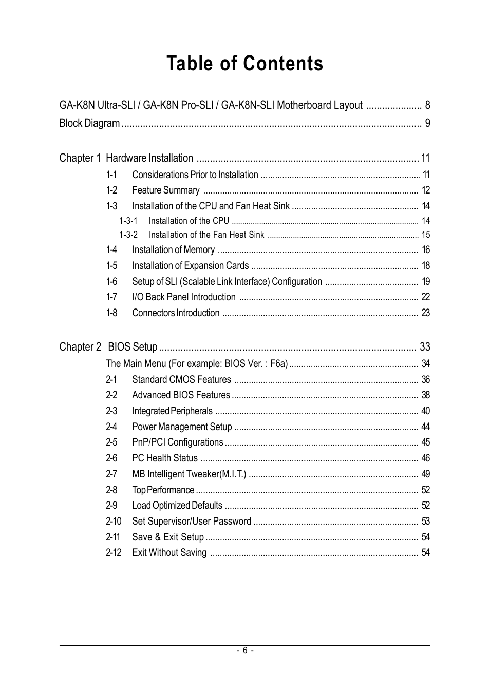 GIGABYTE GA-K8N-SLI User Manual | Page 6 / 88