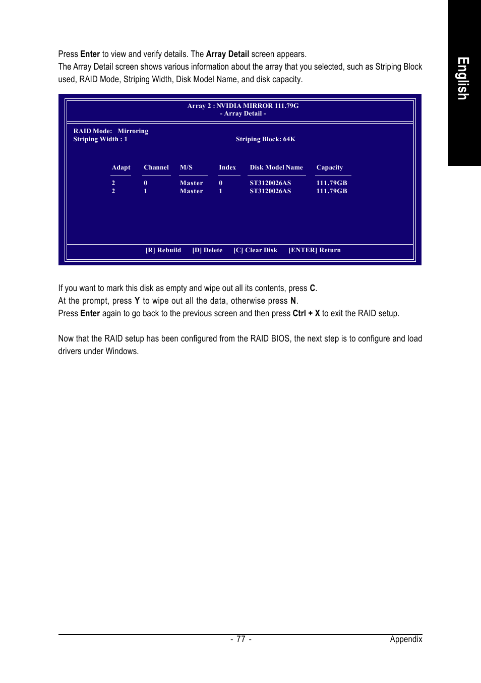 English, Appendix - 77 | GIGABYTE GA-K8N-SLI User Manual | Page 77 / 88