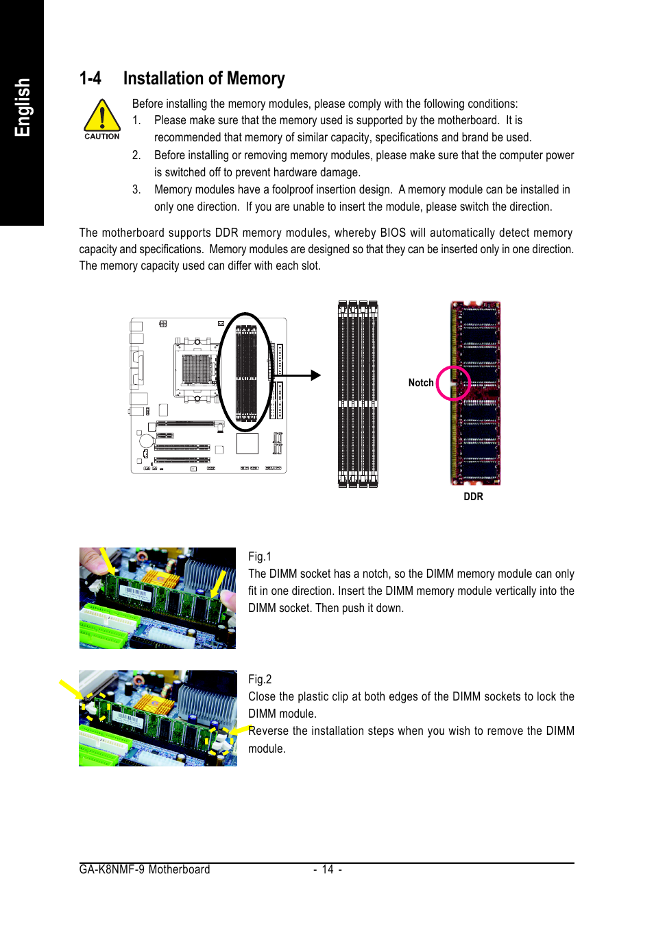 English | GIGABYTE AMD Socket 939 Processor Motherboard GA-K8NMF-9 User Manual | Page 14 / 80