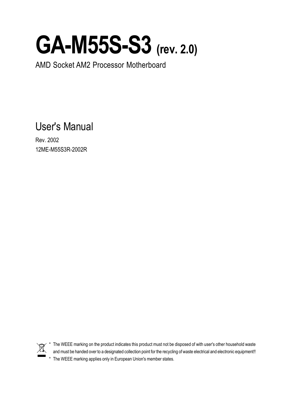 GIGABYTE AMD Socket AM2 Processor Motherboard GA-M55S-S3 User Manual | 88 pages