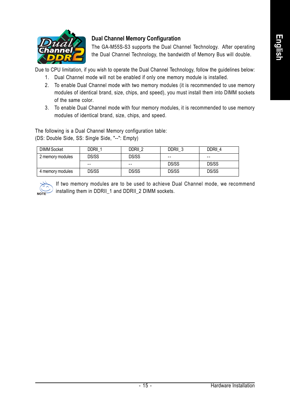 English | GIGABYTE AMD Socket AM2 Processor Motherboard GA-M55S-S3 User Manual | Page 15 / 88