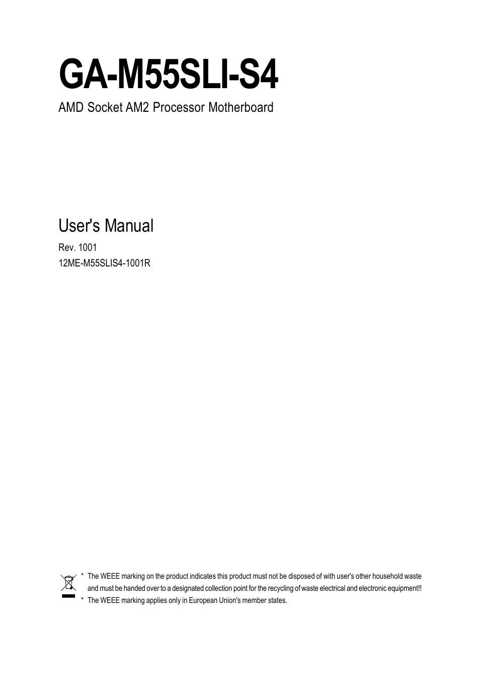 GIGABYTE AMD Socket AM2 Processor Motherboard GA-M55SLI-S4 User Manual | 96 pages