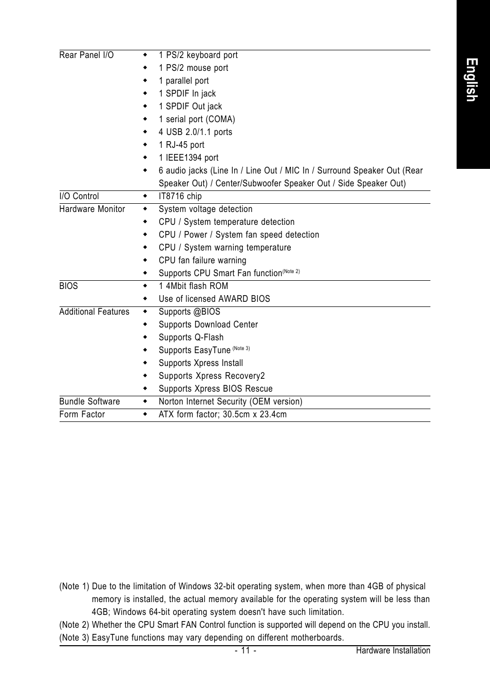 English | GIGABYTE AMD Socket AM2 Processor Motherboard GA-M55SLI-S4 User Manual | Page 11 / 96