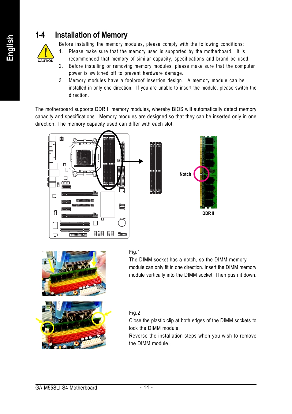 English | GIGABYTE AMD Socket AM2 Processor Motherboard GA-M55SLI-S4 User Manual | Page 14 / 96