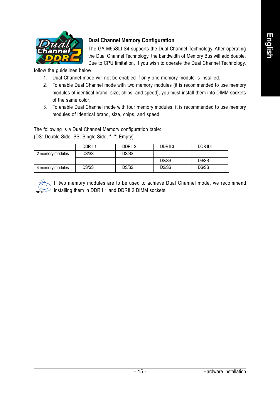 English | GIGABYTE AMD Socket AM2 Processor Motherboard GA-M55SLI-S4 User Manual | Page 15 / 96