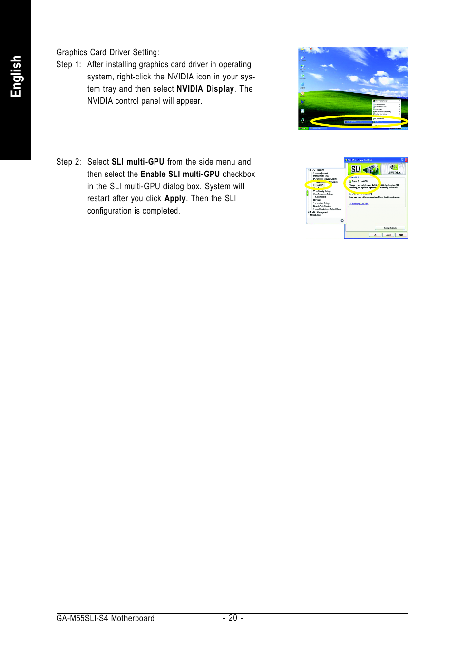 English | GIGABYTE AMD Socket AM2 Processor Motherboard GA-M55SLI-S4 User Manual | Page 20 / 96