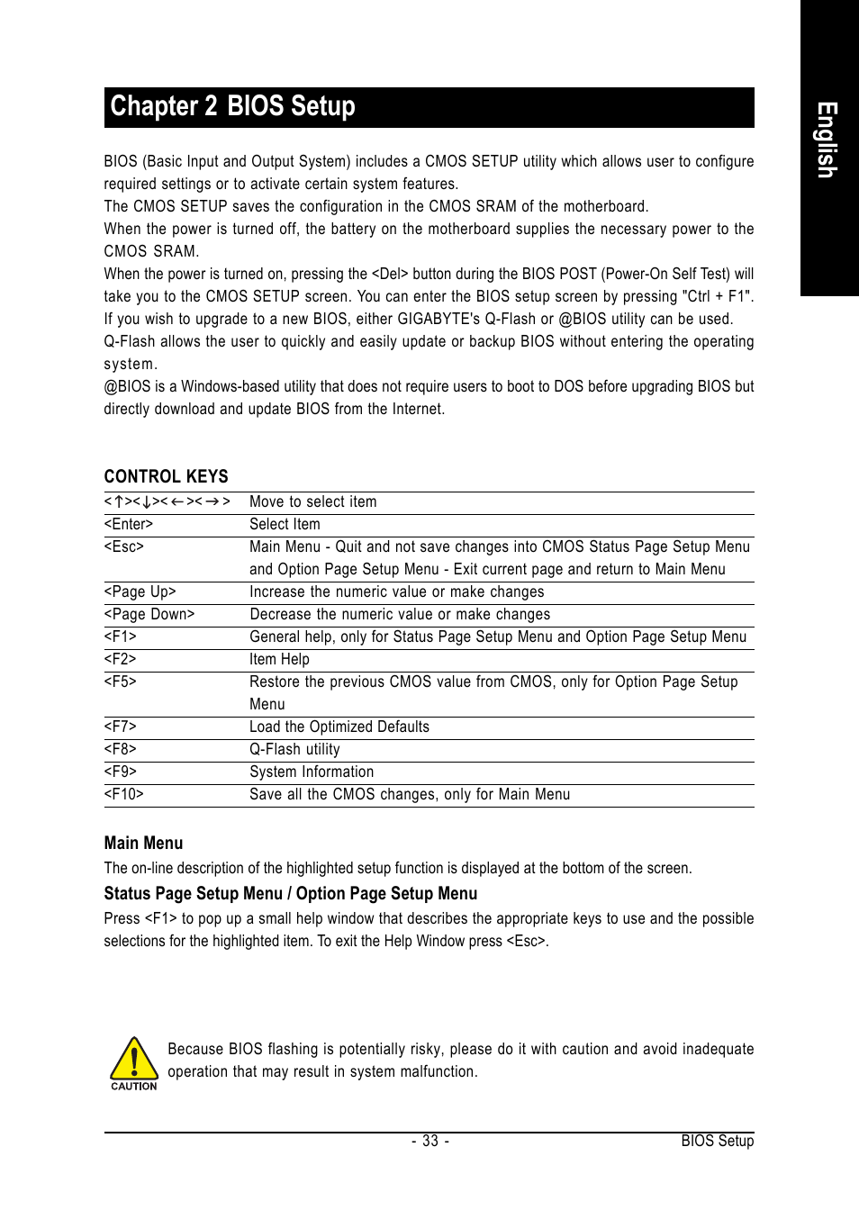 Chapter 2 bios setup, English | GIGABYTE AMD Socket AM2 Processor Motherboard GA-M55SLI-S4 User Manual | Page 33 / 96