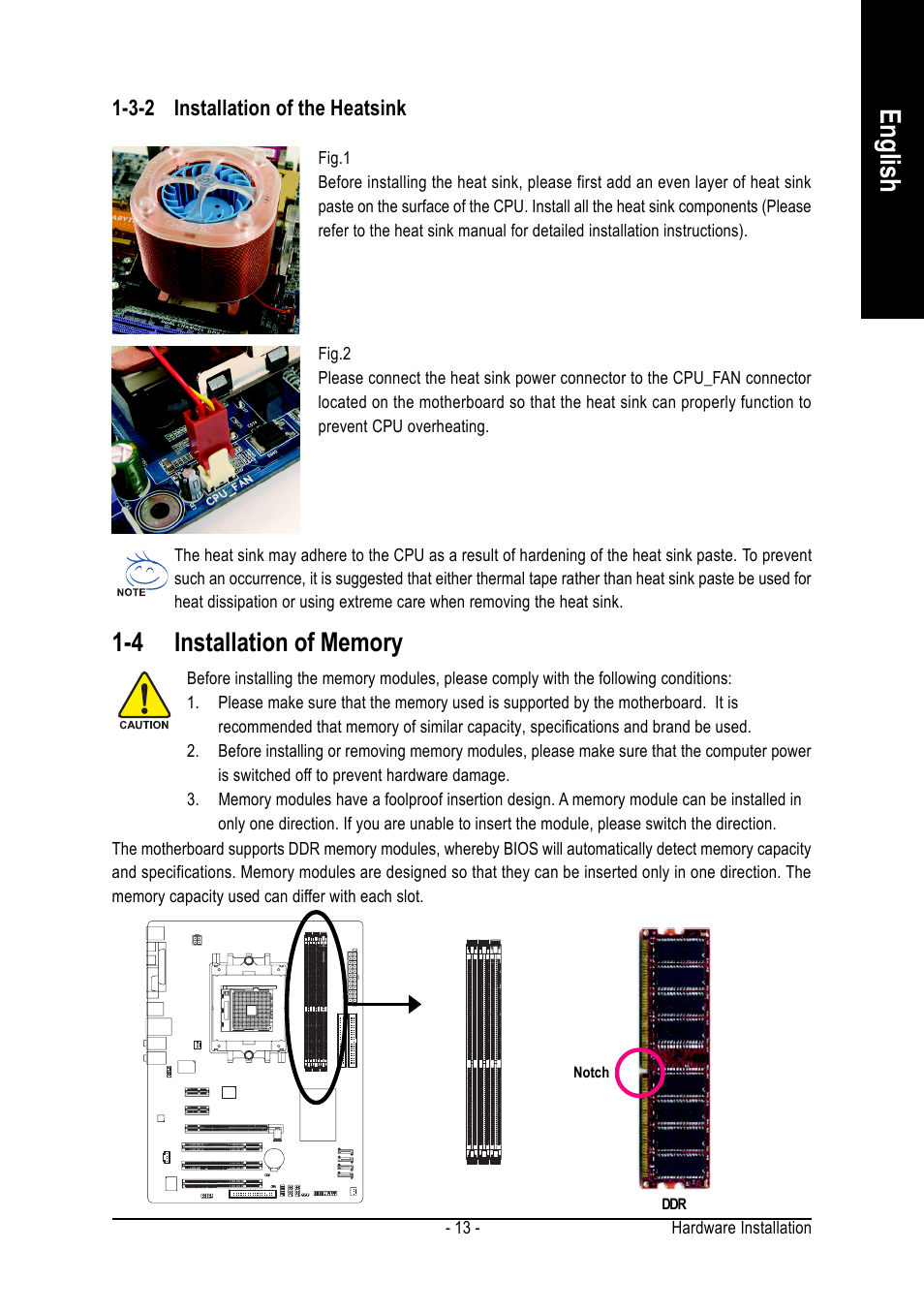 English | GIGABYTE AMD Socket 754 Processor Motherboard GA-K8NE User Manual | Page 13 / 80