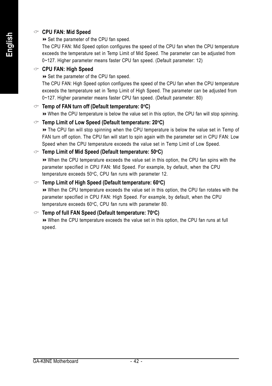 English | GIGABYTE AMD Socket 754 Processor Motherboard GA-K8NE User Manual | Page 42 / 80