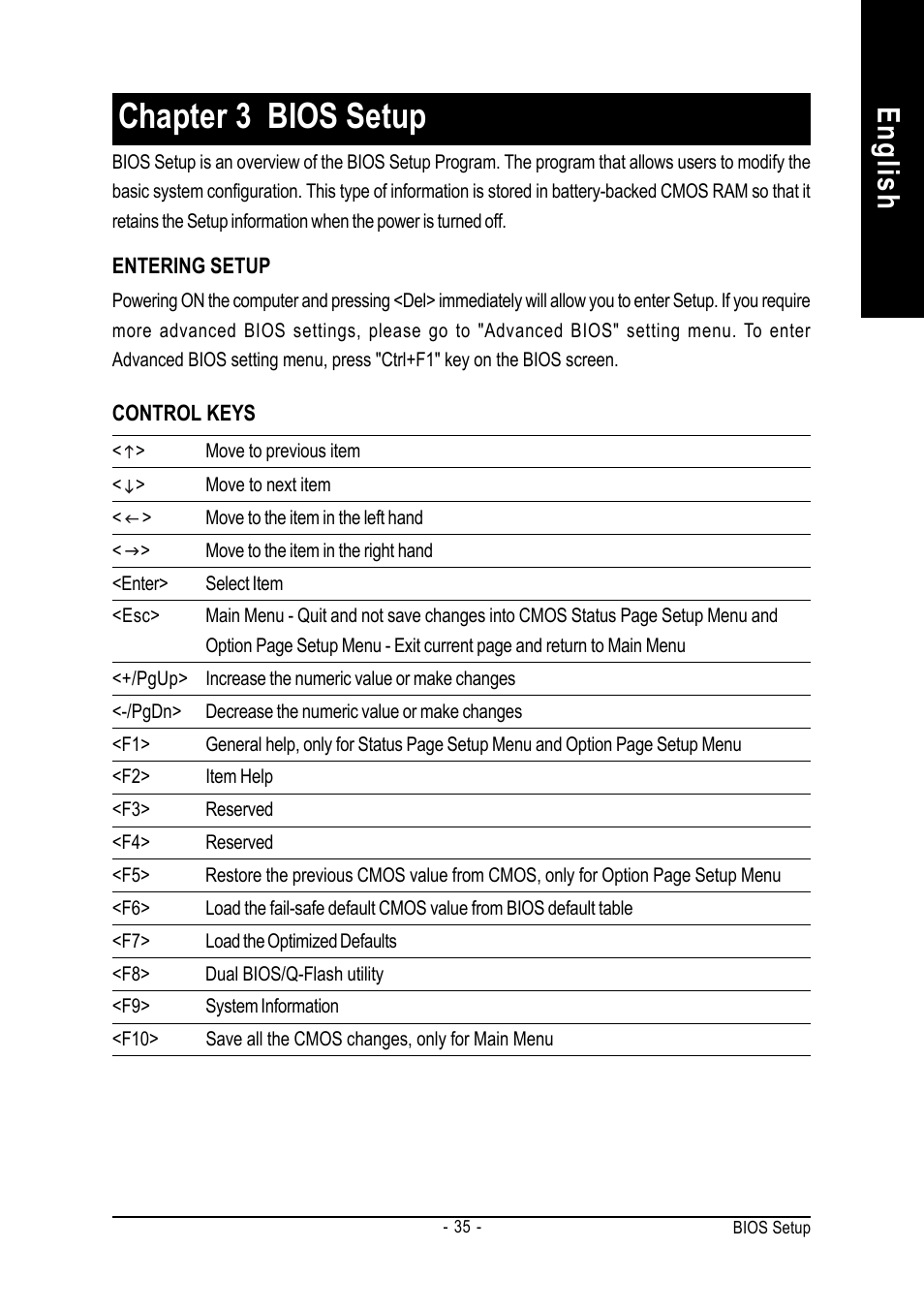 Chapter 3 bios setup, English | GIGABYTE AMD Socket 754 Processor Motherboard GA-K8NS Pro User Manual | Page 35 / 96