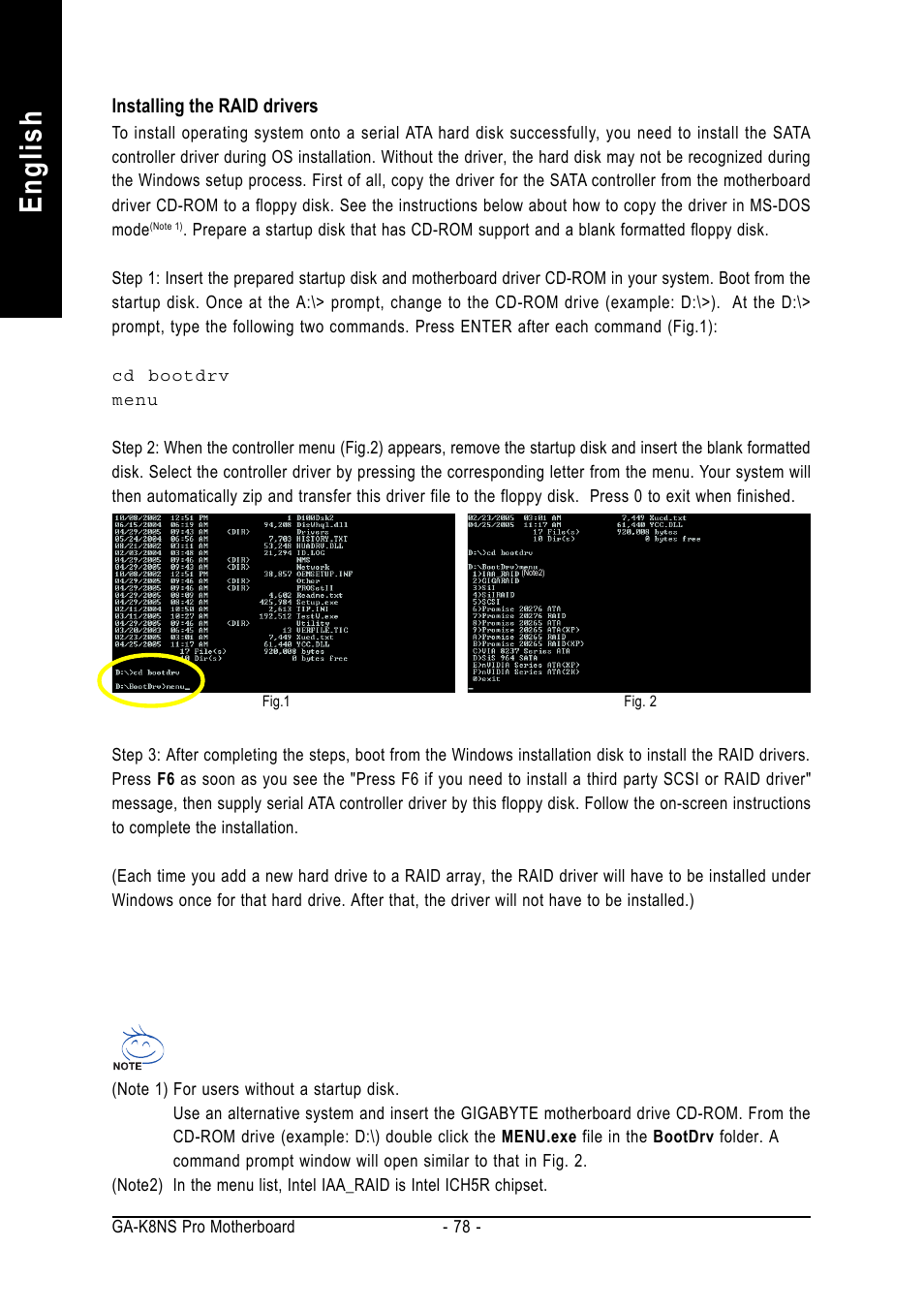 English | GIGABYTE AMD Socket 754 Processor Motherboard GA-K8NS Pro User Manual | Page 78 / 96