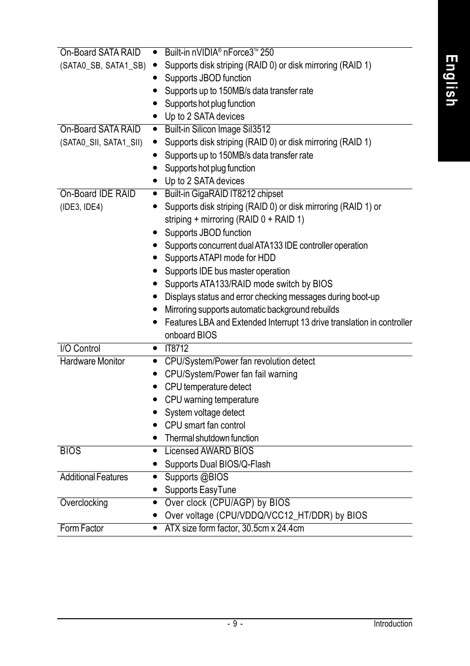 English | GIGABYTE AMD Socket 754 Processor Motherboard GA-K8NS Pro User Manual | Page 9 / 96