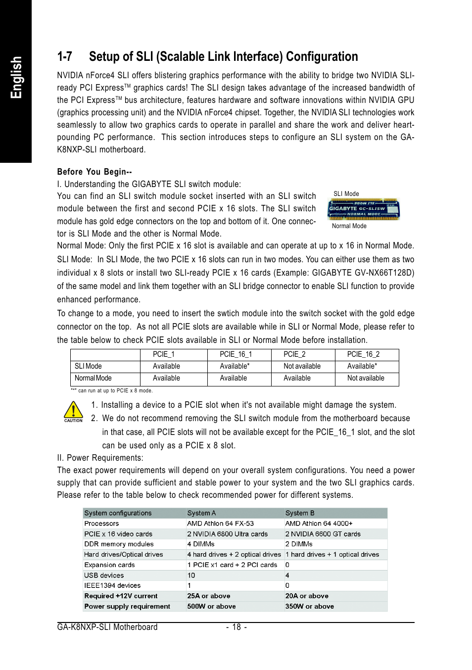 English | GIGABYTE AMD Socket 939 Processor Motherboard GA-K8NXP-SLI User Manual | Page 18 / 88