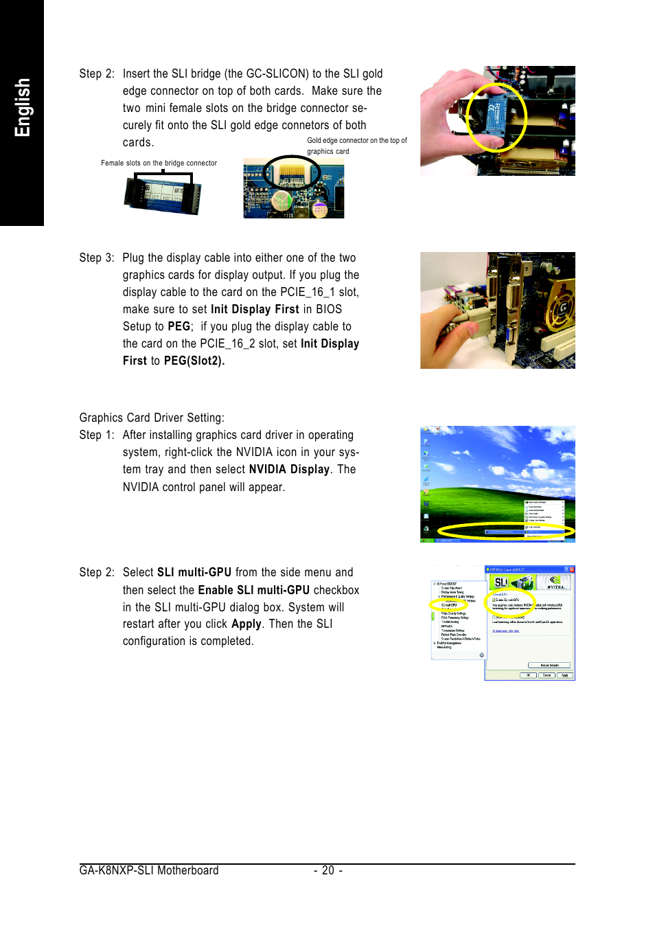 English | GIGABYTE AMD Socket 939 Processor Motherboard GA-K8NXP-SLI User Manual | Page 20 / 88