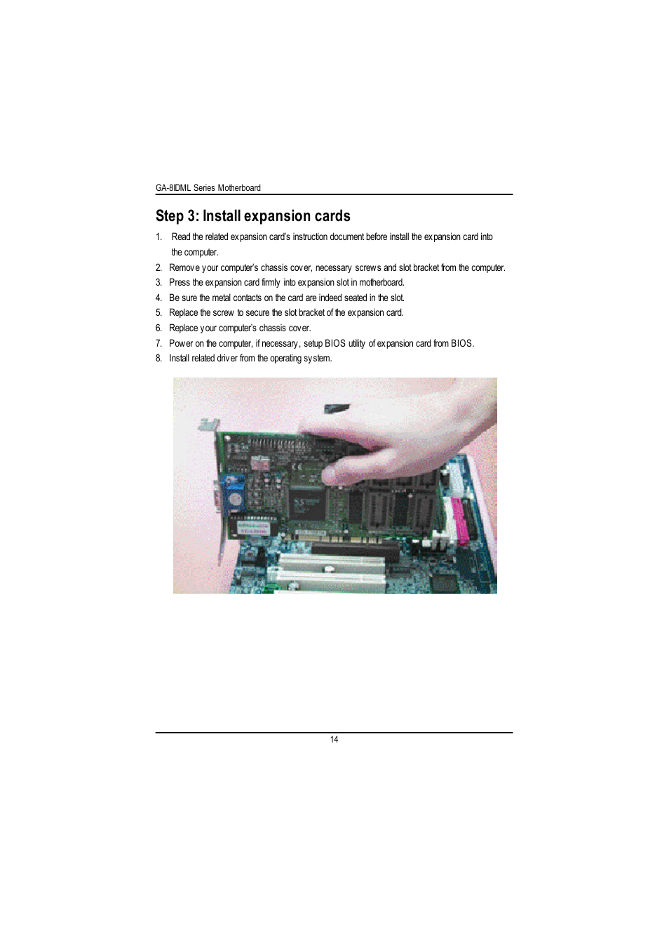 Step 3: install expansion cards | GIGABYTE GA-8IDML User Manual | Page 18 / 67