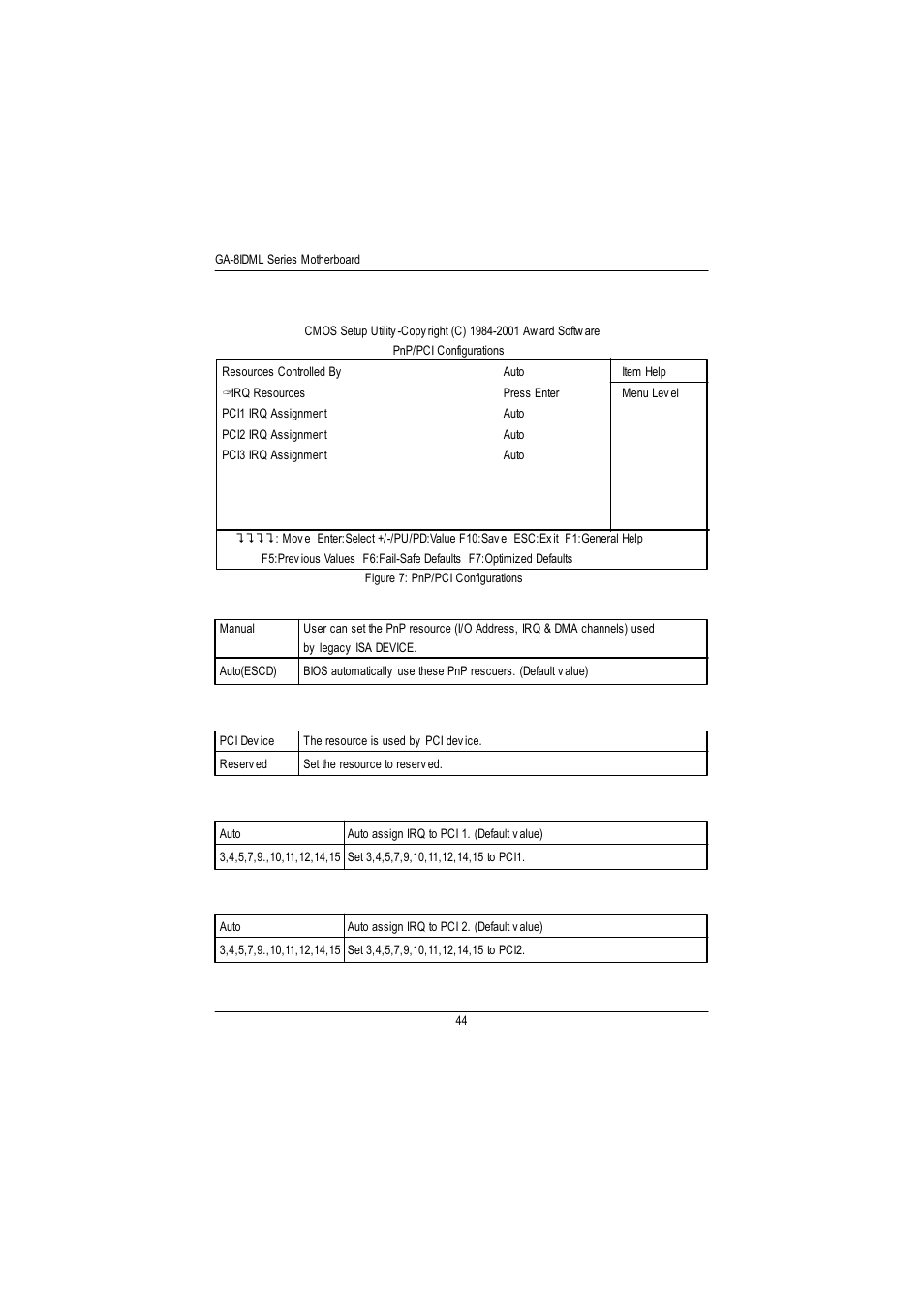 Pnp/pci configurations | GIGABYTE GA-8IDML User Manual | Page 48 / 67