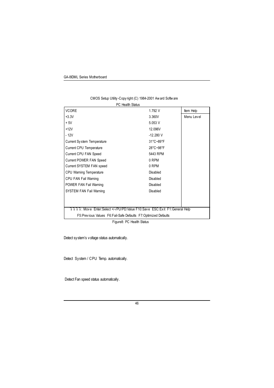 Pc health status | GIGABYTE GA-8IDML User Manual | Page 50 / 67