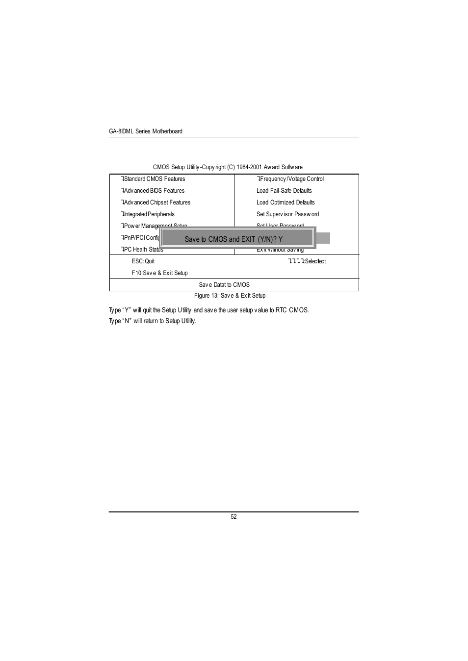 Save & exit setup | GIGABYTE GA-8IDML User Manual | Page 56 / 67
