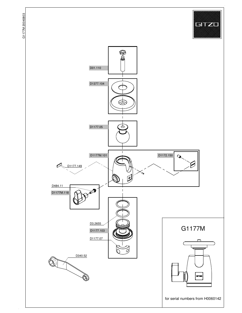 Gitzo Centre Ball Head 1 G1177M User Manual | 1 page