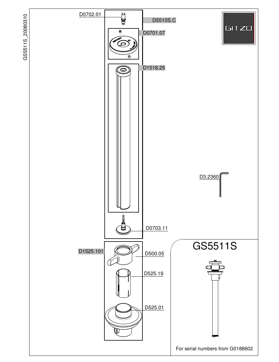 Gitzo GS5511S User Manual | 1 page