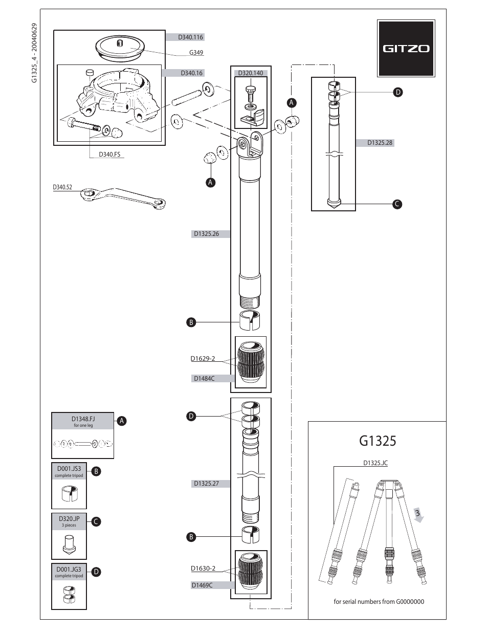 Gitzo G1325 User Manual | 1 page