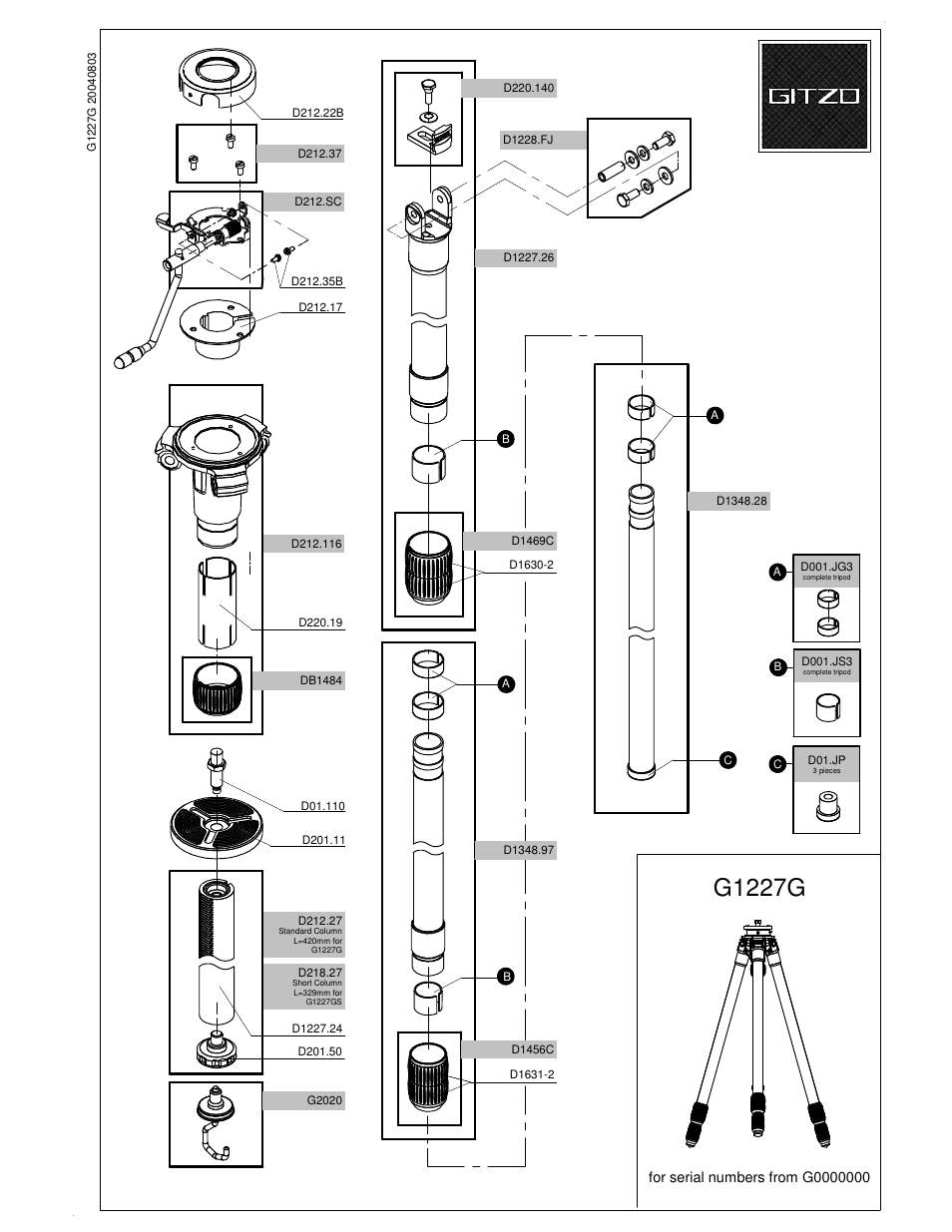 Gitzo G1227G User Manual | 1 page