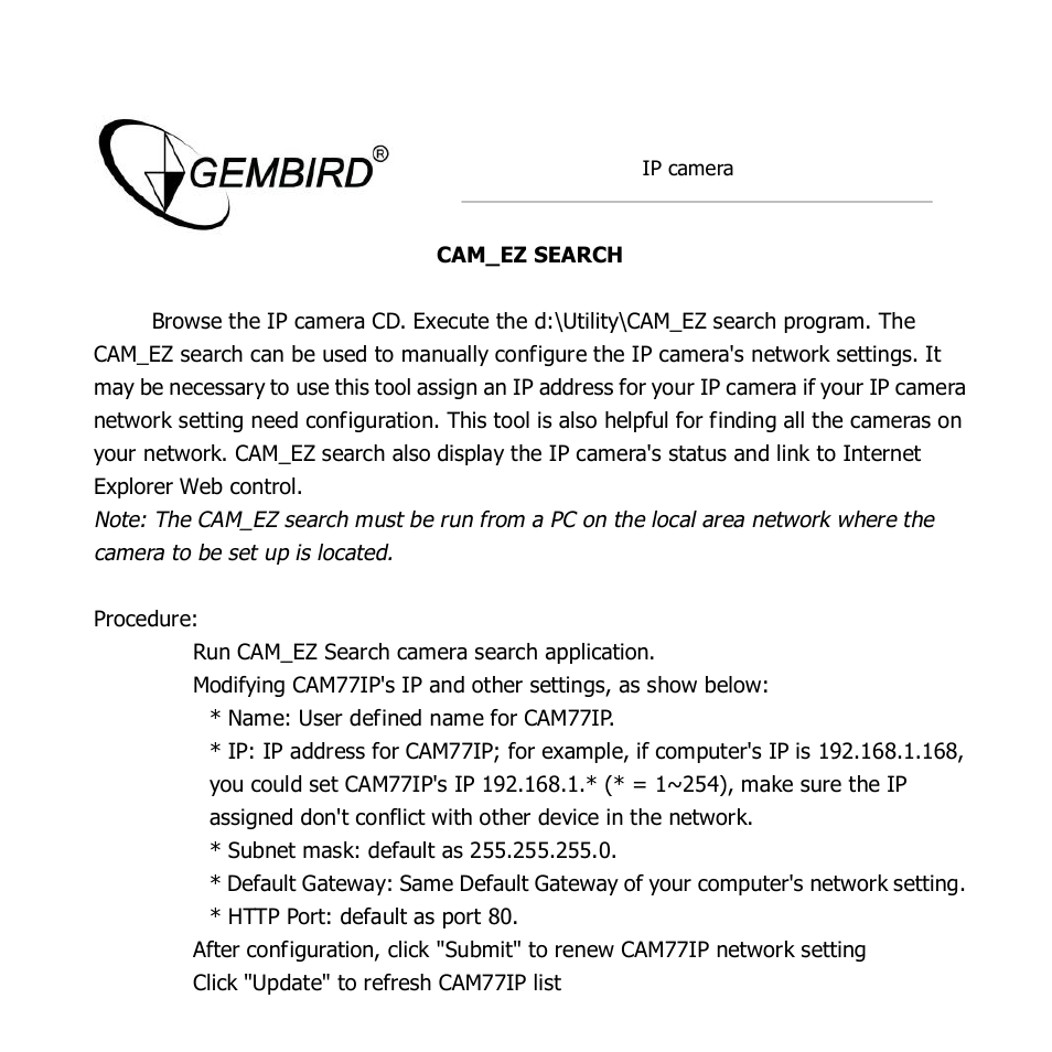 Gembird CAM77IP User Manual | Page 11 / 43