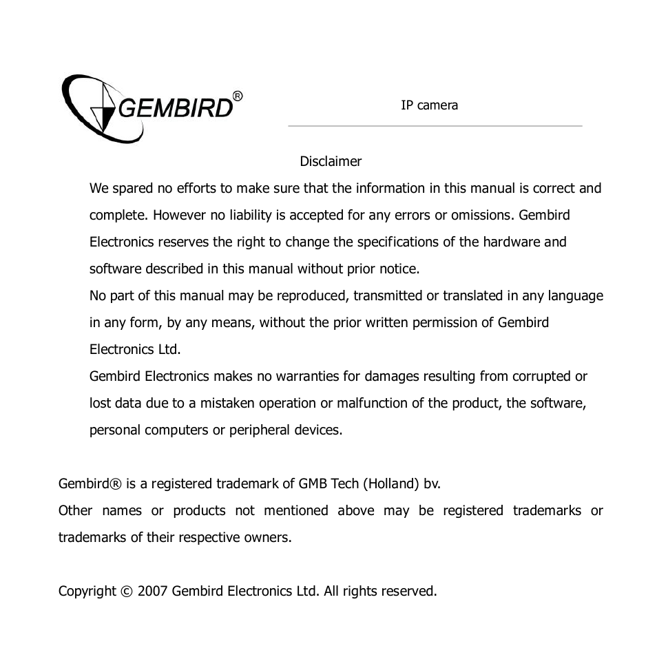Gembird CAM77IP User Manual | Page 2 / 43
