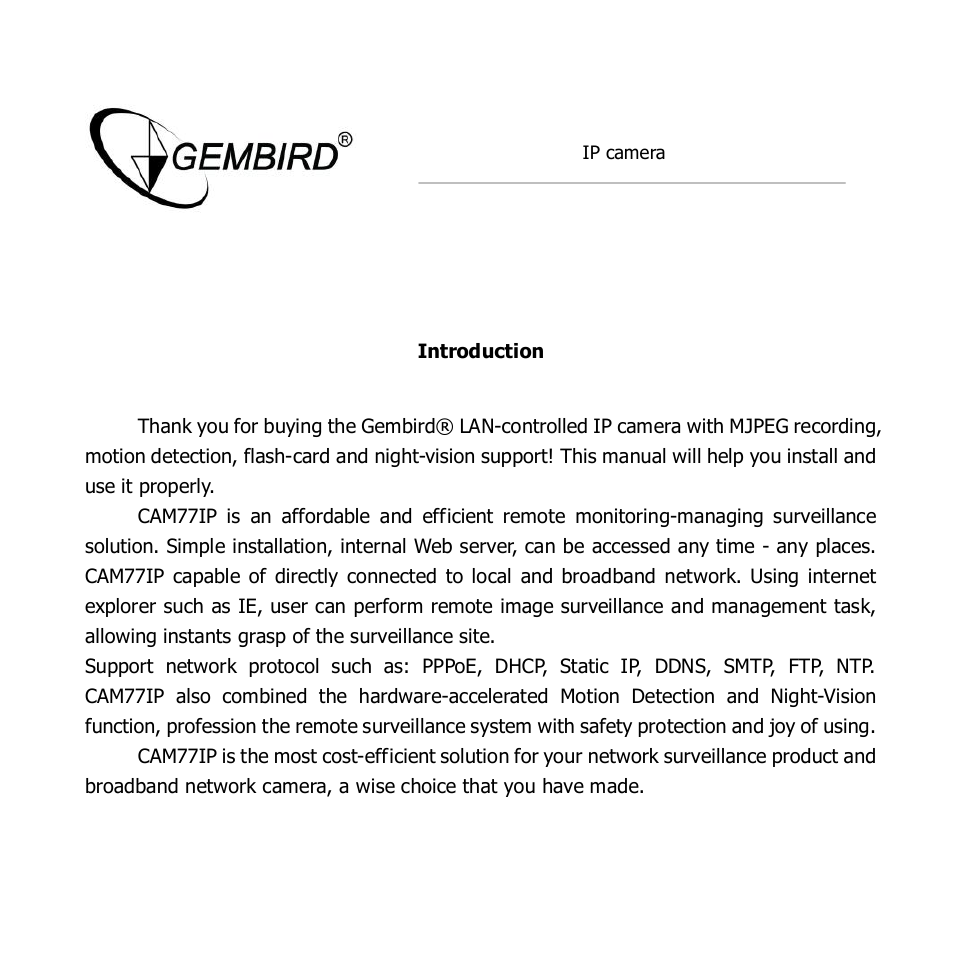 Cam77ip user manual | Gembird CAM77IP User Manual | Page 3 / 43