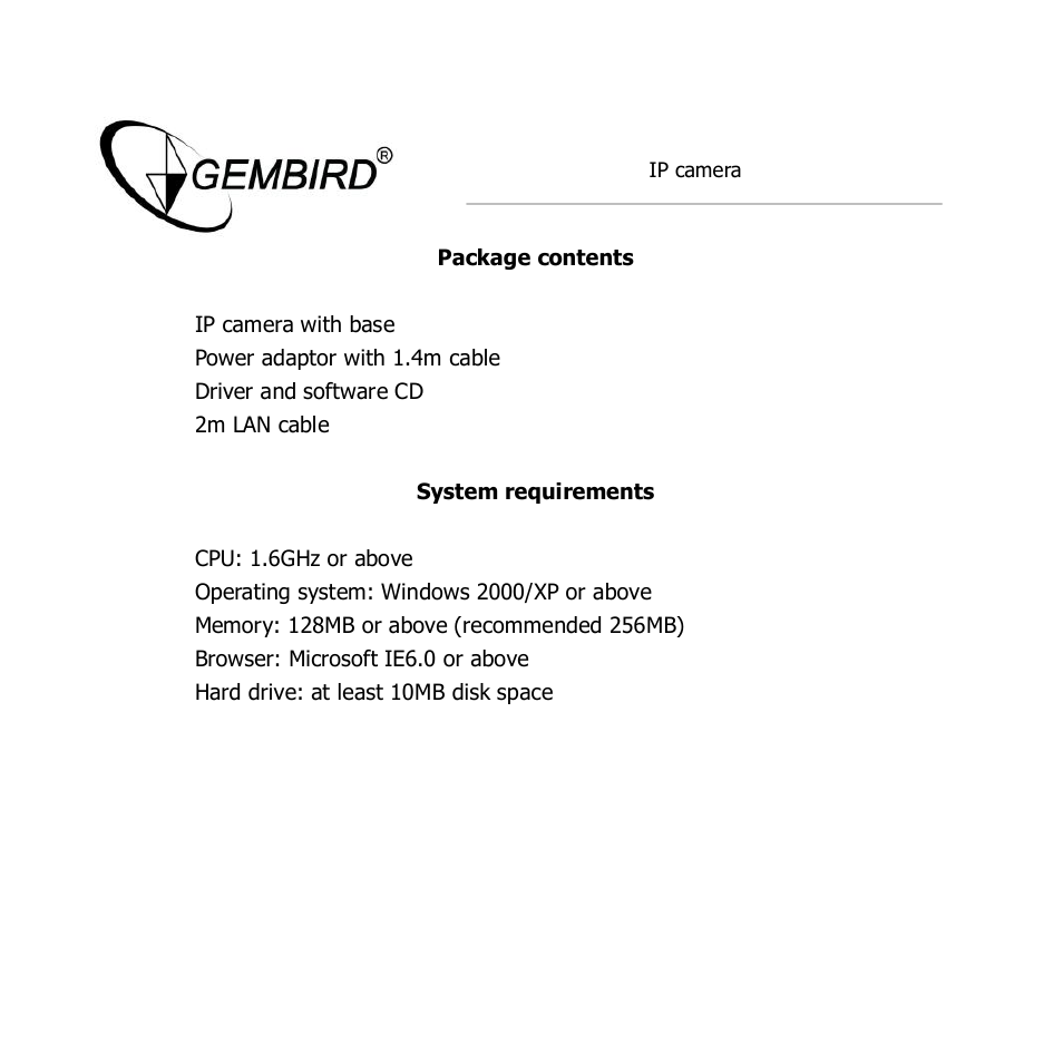 Gembird CAM77IP User Manual | Page 5 / 43