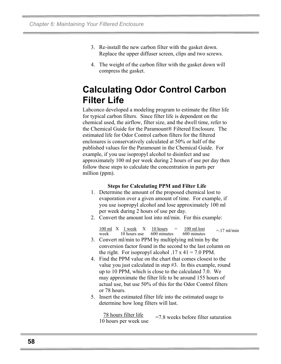 Calculating odor control carbon filter life | Gentek 3940302 User Manual | Page 63 / 101