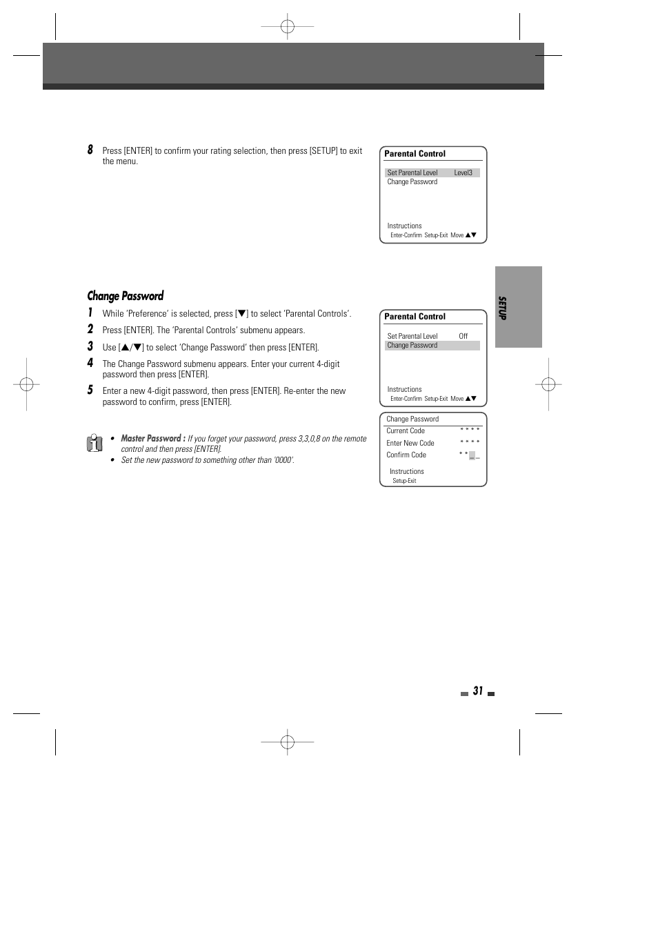 Change password 1 | Go-Video VR2945 User Manual | Page 32 / 67