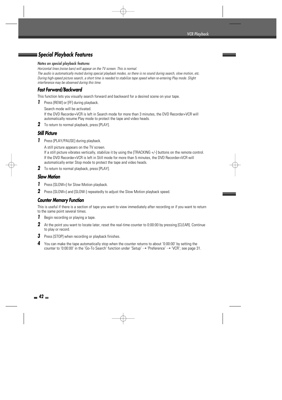 Special playback features | Go-Video VR2945 User Manual | Page 43 / 67
