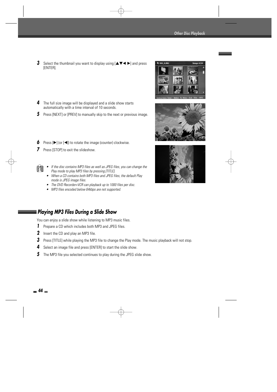 Playing mp3 files during a slide show | Go-Video VR2945 User Manual | Page 45 / 67