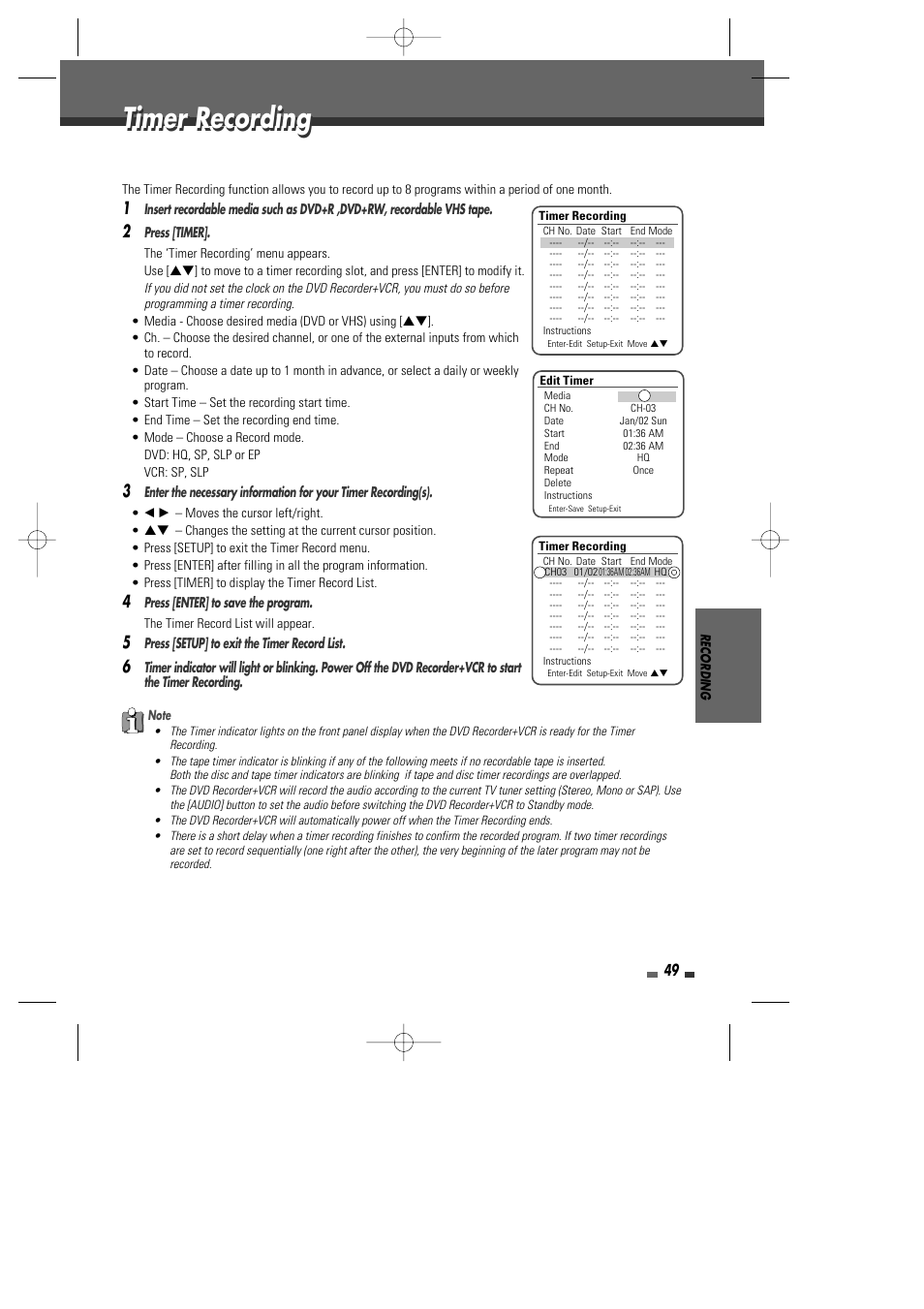 Timer recording | Go-Video VR2945 User Manual | Page 50 / 67