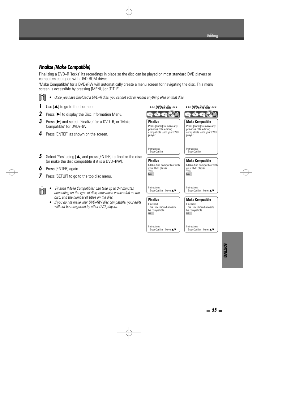 Finalize (make compatible) | Go-Video VR2945 User Manual | Page 56 / 67