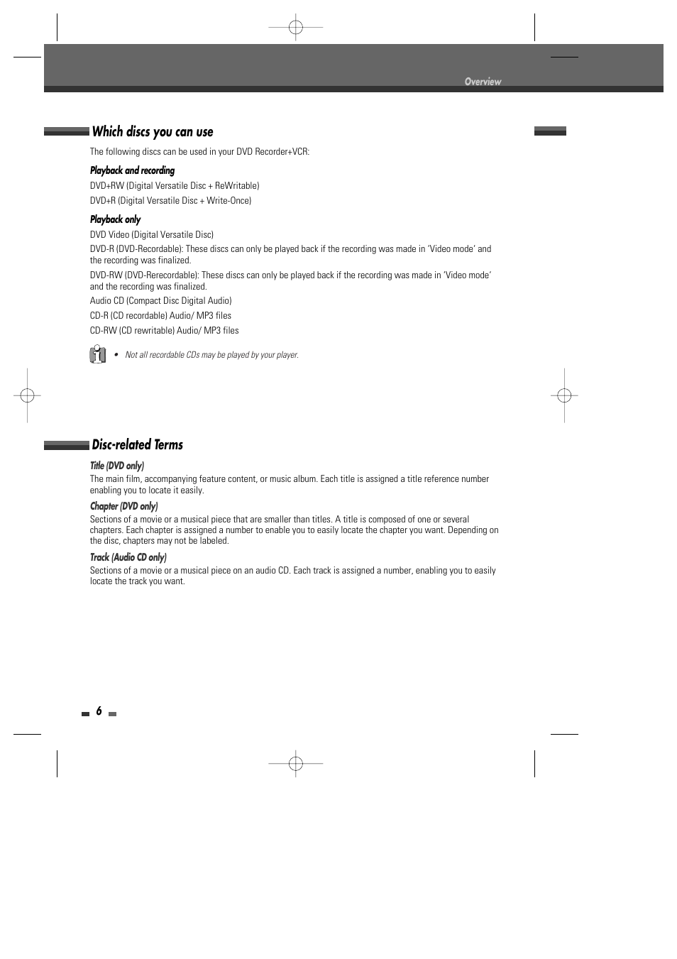 Disc-related terms, Which discs you can use | Go-Video VR2945 User Manual | Page 7 / 67