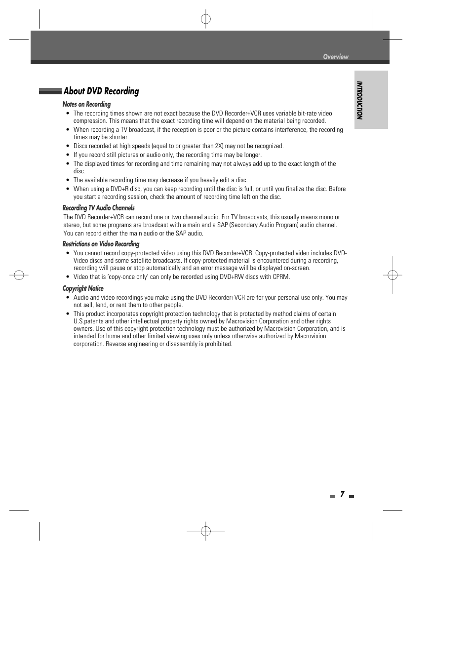 About dvd recording | Go-Video VR2945 User Manual | Page 8 / 67