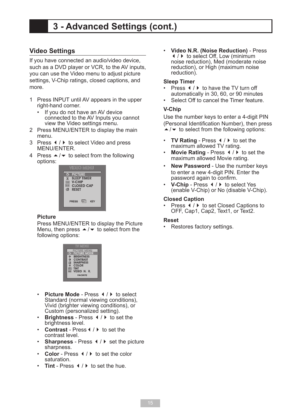 3 - advanced settings (cont.) | Go-Video T2040 User Manual | Page 15 / 22