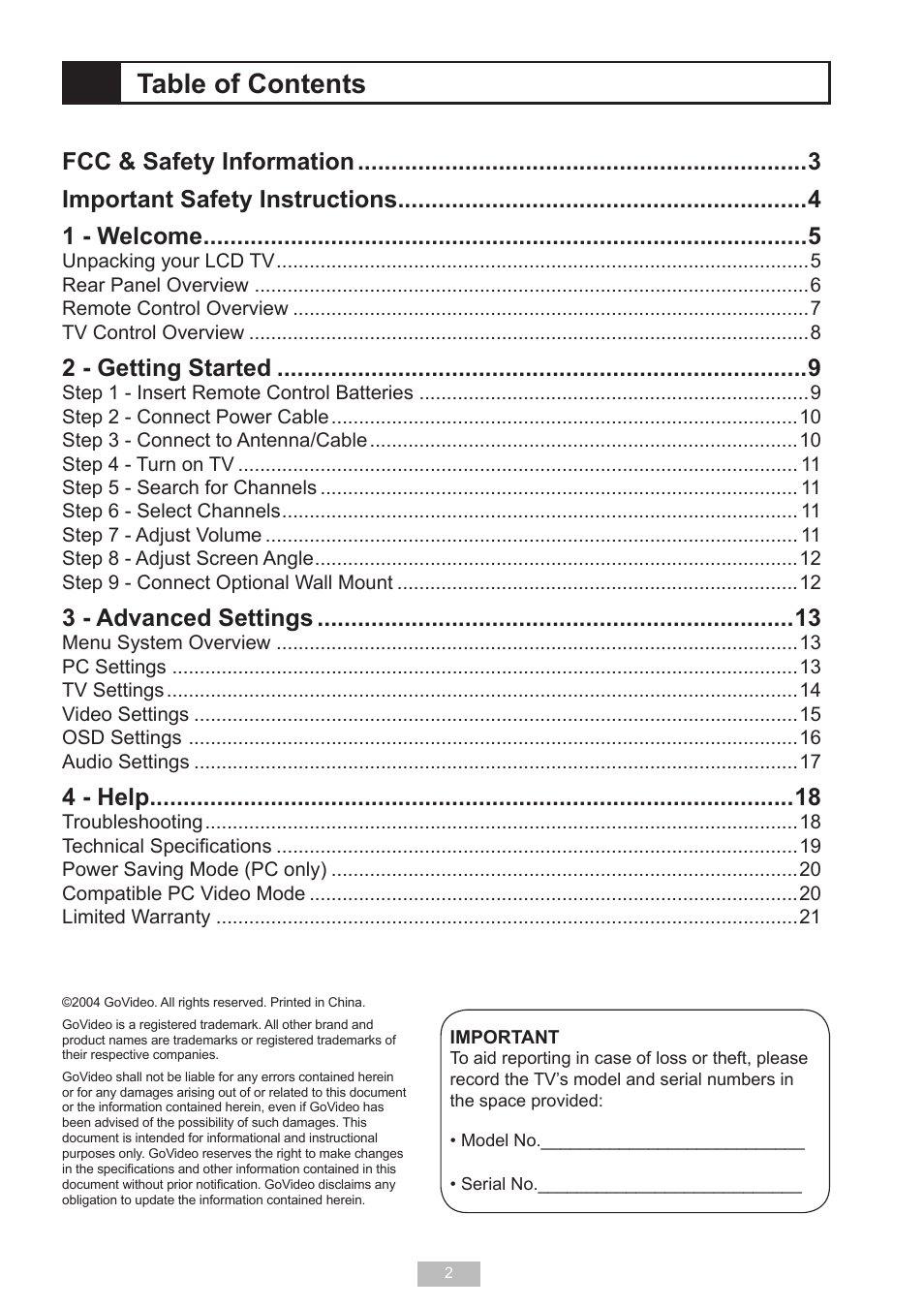 Go-Video T2040 User Manual | Page 2 / 22