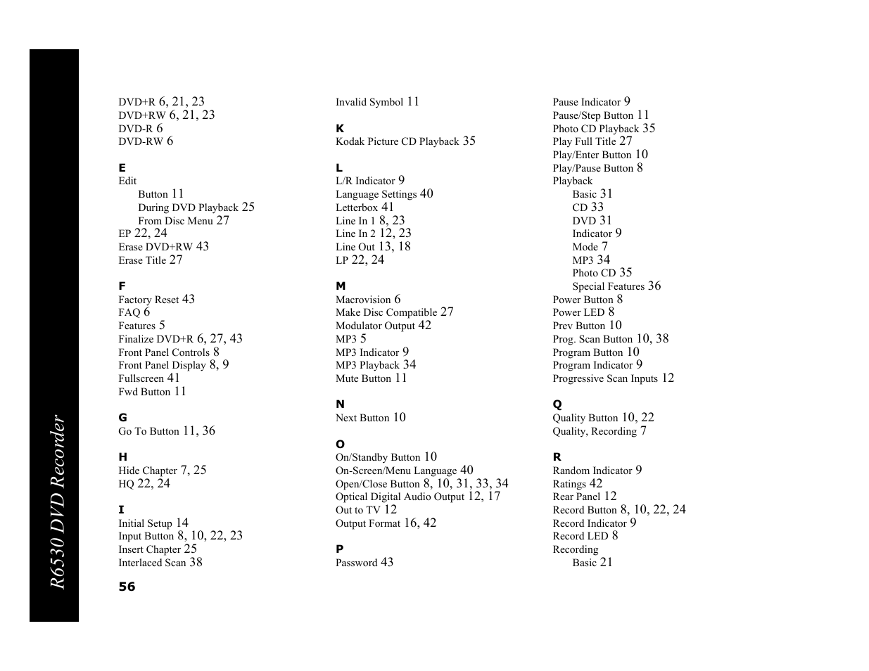 R6530 dvd recor der | Go-Video R6530 User Manual | Page 56 / 60