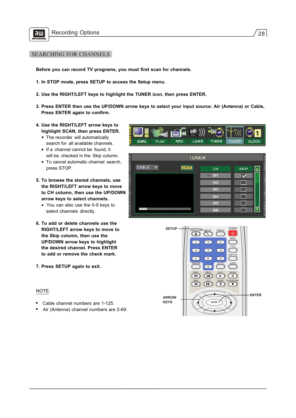 28 recording options searching for channels | Go-Video R 6640 User Manual | Page 29 / 40