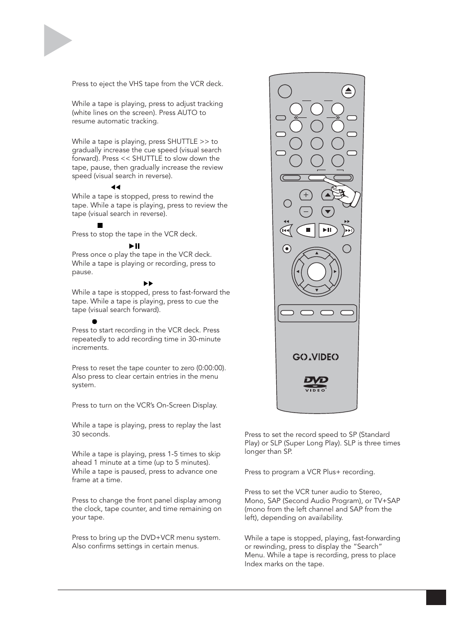 Vcr control keys, 2 - quick tour | Go-Video DVR 4550 User Manual | Page 13 / 72