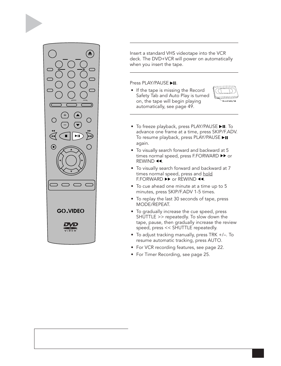 Basic vcr pla yback, 3 - basic operations | Go-Video DVR 4550 User Manual | Page 19 / 72