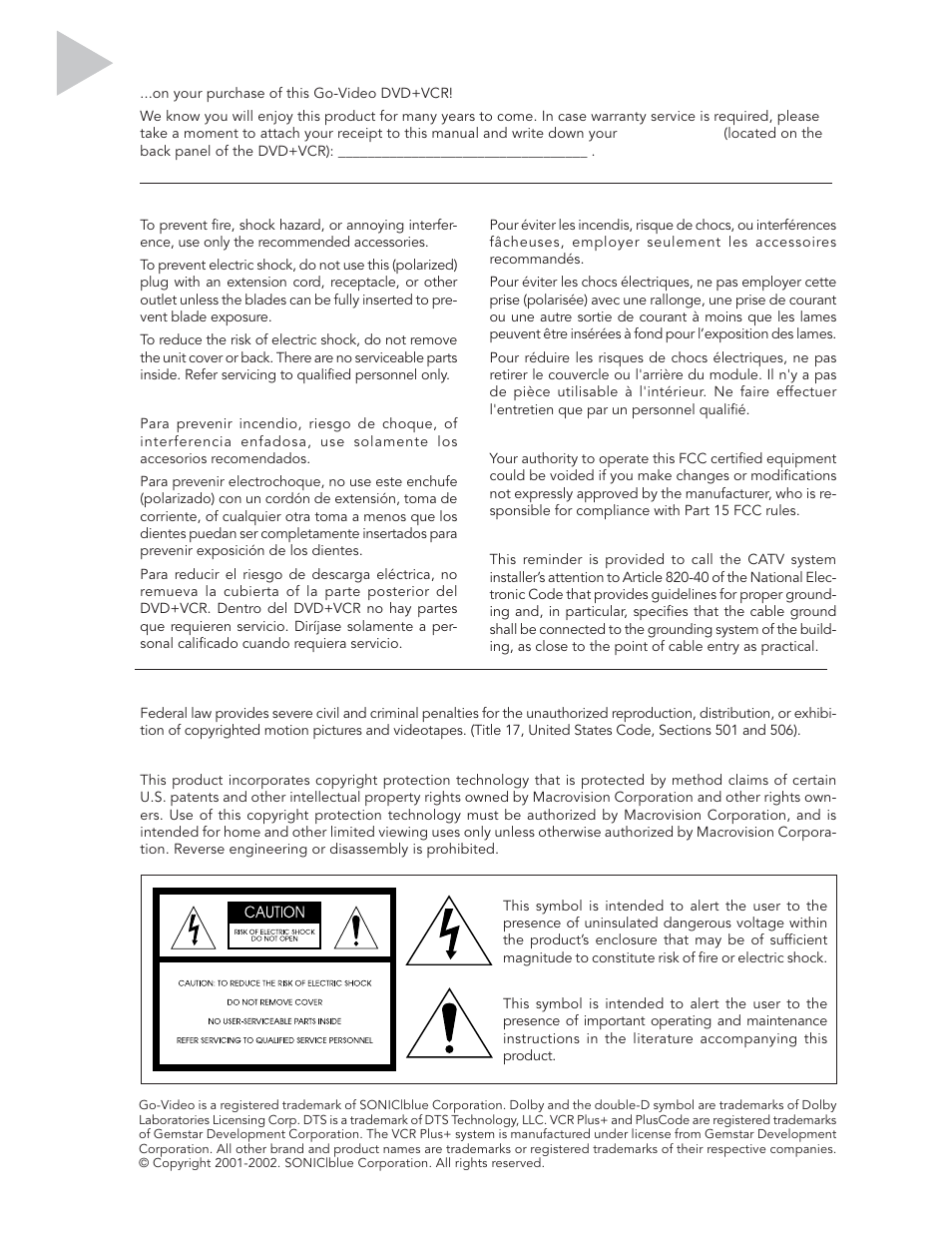 Welcome | Go-Video DVR 4550 User Manual | Page 2 / 72