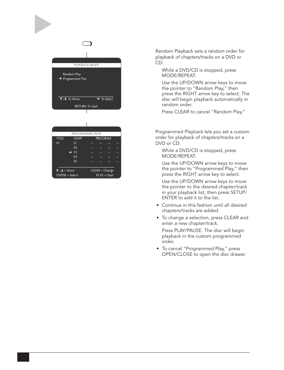 Random/programmed pla yback | Go-Video DVR 4550 User Manual | Page 26 / 72
